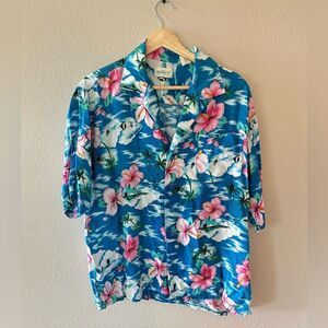 Bouvy Hawaiian Floral Button Down Shirt Size L